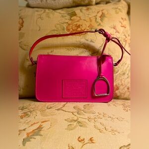 RALPH LAUREN Pink Leather Baguette with Stirrup Charm-$250~VHTF!!